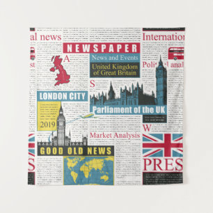 Tapete De Parede padrão uniforme com o jornal britânico ou londrin