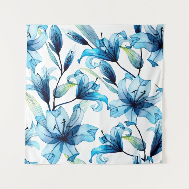 Tapete De Parede padrão uniforme de aquarela com fluxo transparente (Frente)