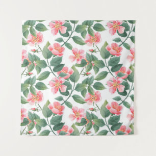 Tapete De Parede Padrão uniforme de aquarela de rosas selvagens. F