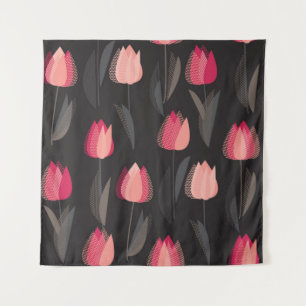 Tapete De Parede Padrão uniforme de tulipas vermelhas abstrato mod