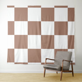 Tapete De Parede Padrão verificado em branco e Mocha Mousse