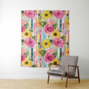 Tapete De Parede Padrão Vintage Watercolor Floral Abstrato (7)