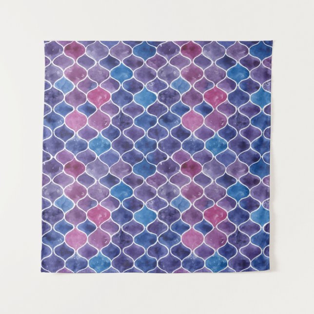 Tapete De Parede Padrão violeta de aquarela sem costura (Frente)