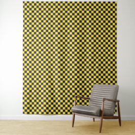 Tapete De Parede Padrão xadrez amarelo e preto
