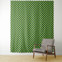 Padrão xadrez em verde-limão e azul-marinho