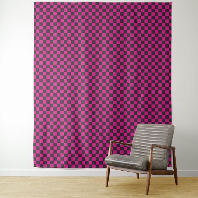 Tapete De Parede Padrão xadrez magenta e fumaça (In Situ)