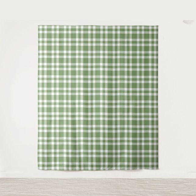 Tapete De Parede Padrão Xadrez Verde Branco (Frente)