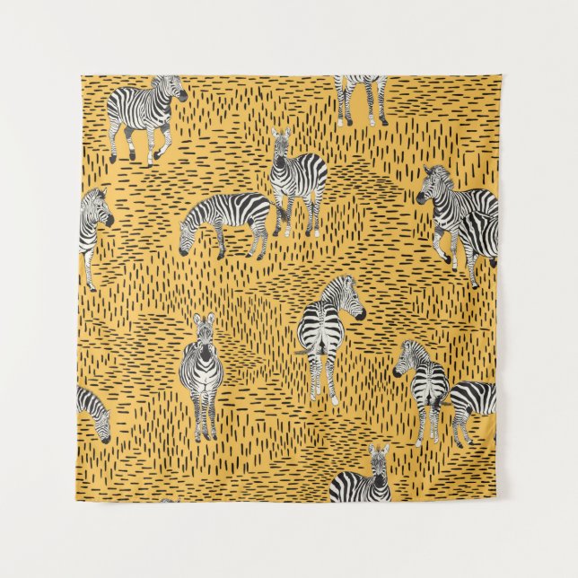 Tapete De Parede Padrões Sem Costura De Zebra desenhar Mão Com Back (Frente)