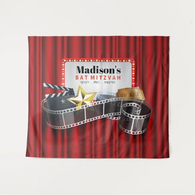 Tapete De Parede Painel de Broadway Bat Mitzvah Photo Booth (Frente (Horizontal))