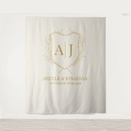 Tapete De Parede painel de casamento com monograma Elegant Shield