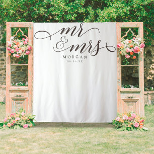 Tapete De Parede Painel de Fundo Casamento Clássico Sr & Sra Banner