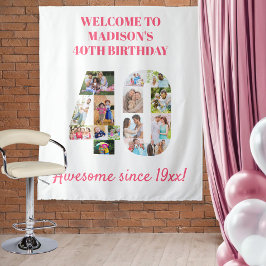 Tapete De Parede Painel de fundo com colagem de fotos rosa para fes