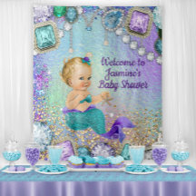 Painel de Fundo da Festa de Bebê Sereia Joia