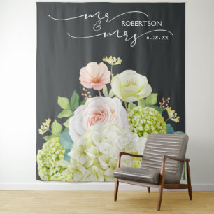 Tapete De Parede Painel de Fundo de Casamento Sr. e Sra. Faixa Flor