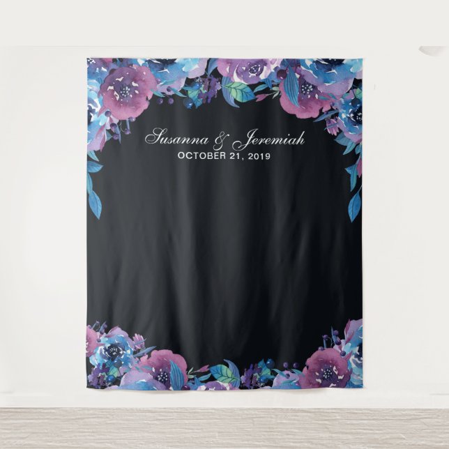 Tapete De Parede Painel de Fundo de Floral Roxa para Cabine de Foto (Frente)