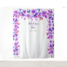 Painel de Fundo Floral Roxo para Cabine de Fotos d