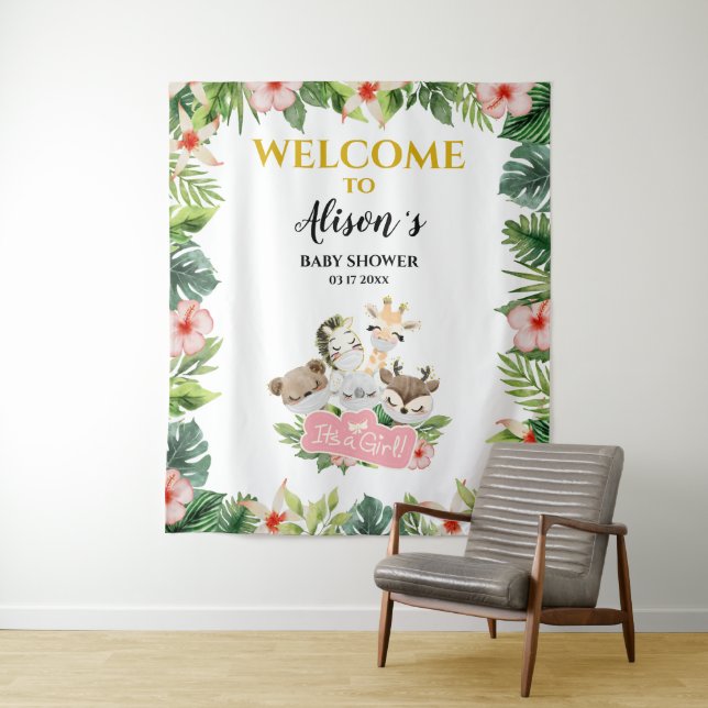 Tapete De Parede Painel de Fundo para Chá de Bebê Menina | Amigos d (In Situ)