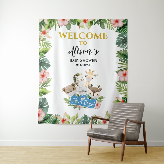 Tapete De Parede Painel de Fundo para Chá de Bebê Menino | Amigo Sa (In Situ)