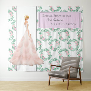 Tapete De Parede Painel de Fundo para Fotos de Chá de Noiva - Rosa