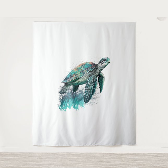 Tapete De Parede Paisagem Bonita Com A Tartaruga Maiestosa (Frente)