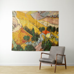 Tapete De Parede Paisagem com House e Ploughma Vincent van Gogh