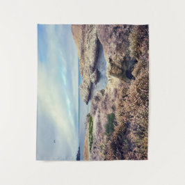 Tapete De Parede Paisagem Costeira com Flores Selvagens pela Manhã