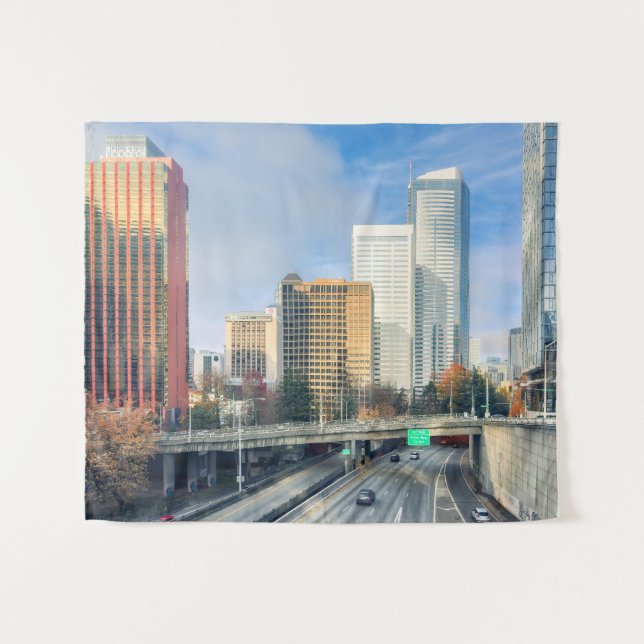Tapete De Parede Paisagem de Seattle com Highway (Frente (Horizontal))