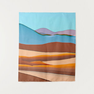 Tapete De Parede Paisagem do Deserto em Laranja de Ferrugem e Aqua