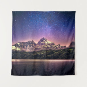 Tapete De Parede Paisagem noturna colorida com céu estrelado