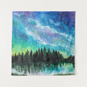 Tapete De Parede Paisagem noturna de Aquarela Via Látea