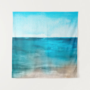 Tapete De Parede Paisagem oceânica. Linda pintura de mão aquosa