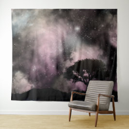 Tapete De Parede Paisagem Silhueta de Árvore da Floresta Noturna