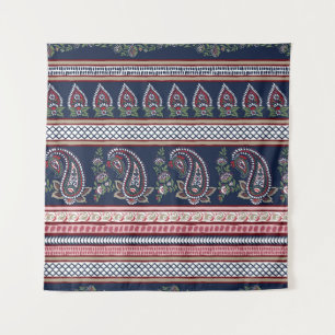 Tapete De Parede Paisley do Marinho Elegante: Design de Borda do Et