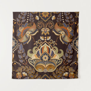 Tapete De Parede Paisley Escuro: Floral Indiano Sem Semente.