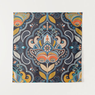 Tapete De Parede Paisley Floral: Padrão Indiano Escuro