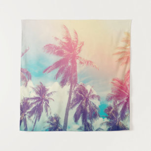 Tapete De Parede Palmeiras de silhueta, abstrato do pôr do sol.