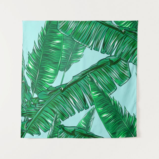 Tapete De Parede Palmeiras tropicais folhas de palma sem descontinu (Frente)