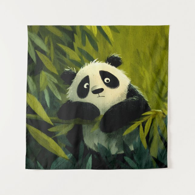 Tapete De Parede Panda Curioso Espreita Bambu (Frente)
