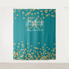 Tapete De Parede Pano de Fundo 50º Aniversário Dourado Verde Confet