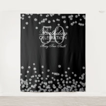 Pano de Fundo 50º Aniversário Prata Preto Confete