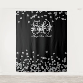 Tapete De Parede Pano de Fundo 50º Aniversário Prata Preto Confete