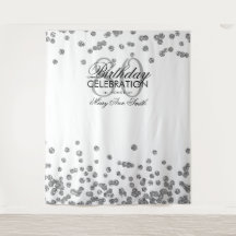 Pano de Fundo 80º Aniversário Confetes Prata Branc