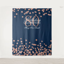 Pano de Fundo 80º Aniversário Rosa Dourado Azul Ma
