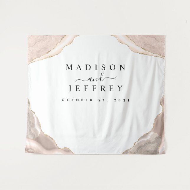 Tapete De Parede Pano de Fundo Casamento Agata Bege e Brilho Dourad (Frente (Horizontal))