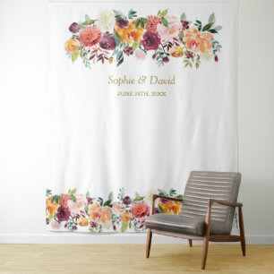 Tapete De Parede Pano de Fundo Charm Burgundy Blush Floral para Cab