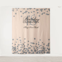 Pano de Fundo de 18º Aniversário Rosa Bege Prata C