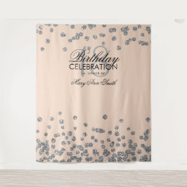 Tapete De Parede Pano de Fundo de 18º Aniversário Rosa Bege Prata C