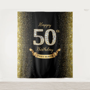 Tapete De Parede Pano de Fundo de 50º Aniversário Diamante Preto e