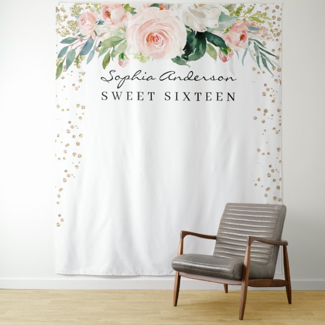 Tapete De Parede Pano de Fundo de Aniversário de 16 Anos Glam Gold  (In Situ)