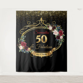 Tapete De Parede Pano de Fundo de Aniversário Floral Burgundy e Nav